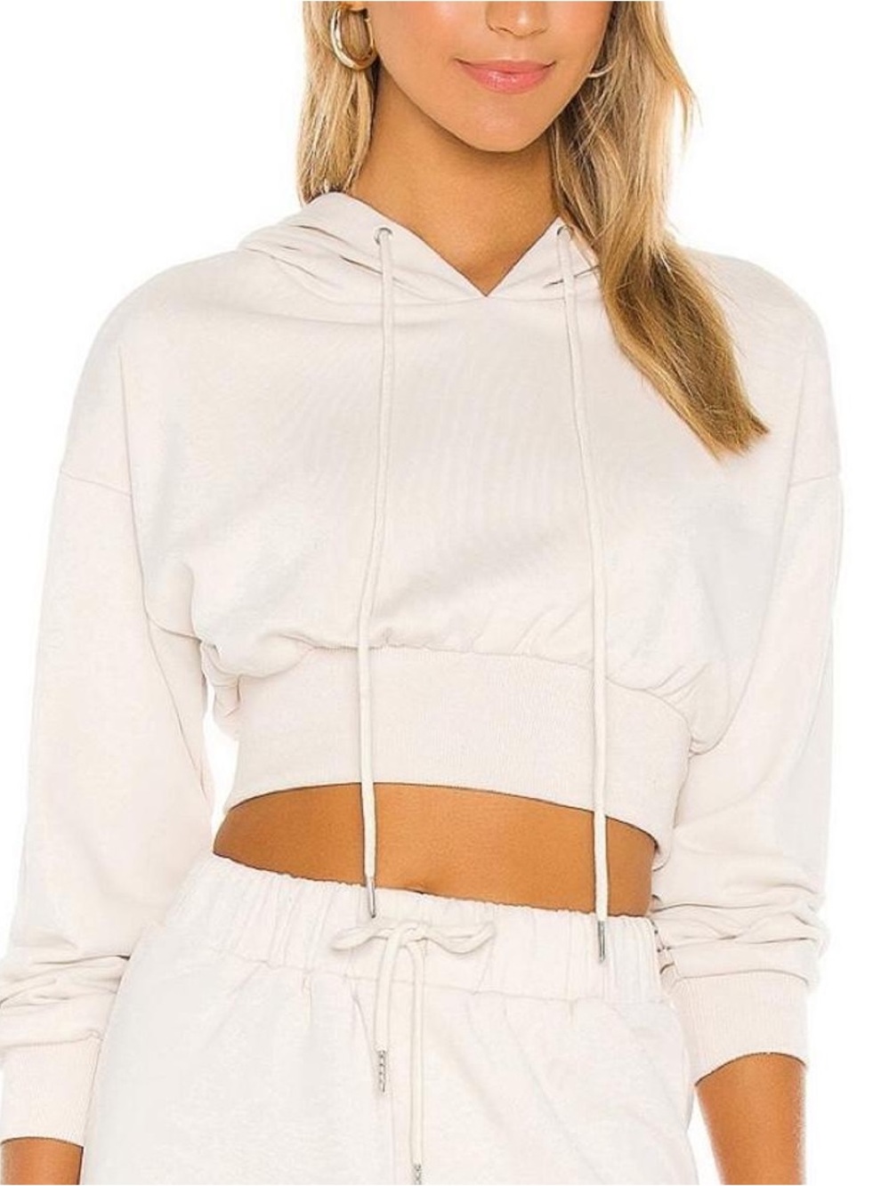 Superdown Off-White/Cream Cropped Hoodie